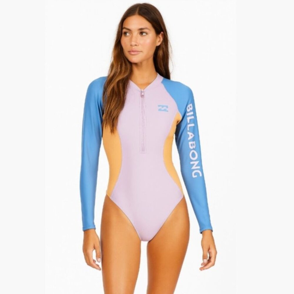 Billabong Beach Babe Front Zip Surf Suit Swimsuit XL Rash Guard Long Sleeve NEW